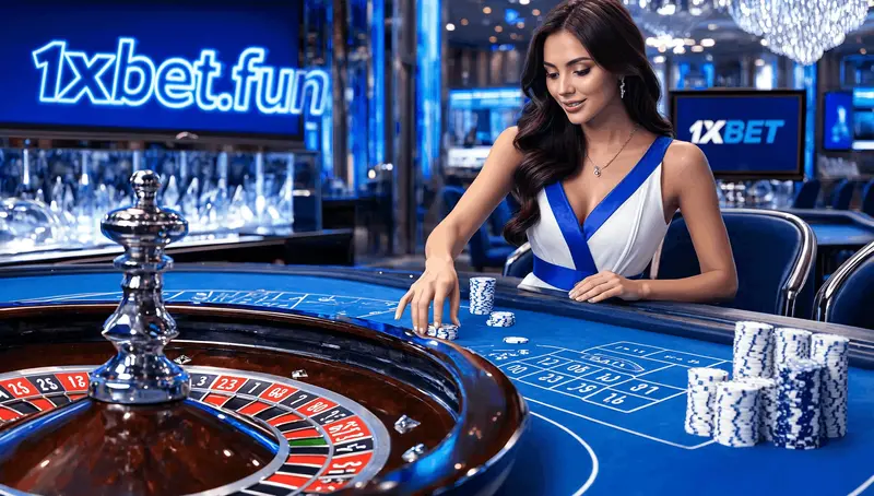 A poker table in the 1xBet casino